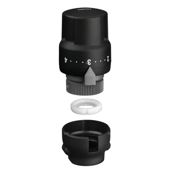 Głowica termostatyczna do armatury grzejnikowej dekoracyjnej. Z wbudowanym czujnikiem, elementem zabezpieczającym przed zmianą nastaw i specjalnym kluczem Wykończenie: czarne