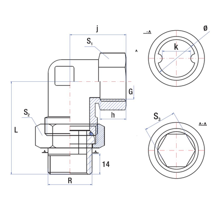 Śrubunek kątowy 90' RUMET o-ring mosiądz 1 1/2'' x 1 1/2'' (gw x gz), z uszczelką