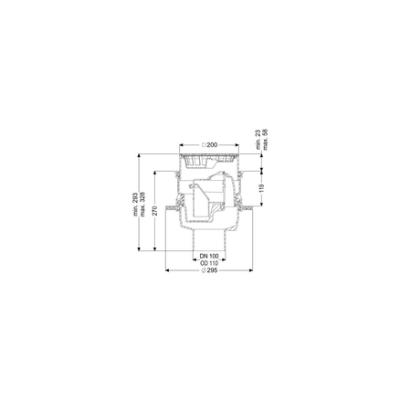 Wpust Universale Plus z syfonem, osadnikiem, ruszt 200x200 ze stali