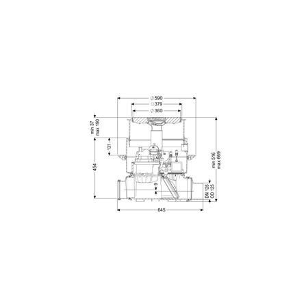 Zawór zwrotny z pompą Pumpfix F Komfort DN125 z czarną pokrywą