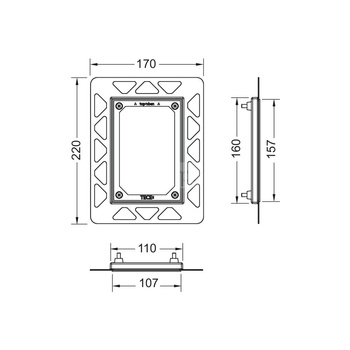 TECEfilo - ramka montażowa do pisuaru do montażu zlicowanego, chrom połysk