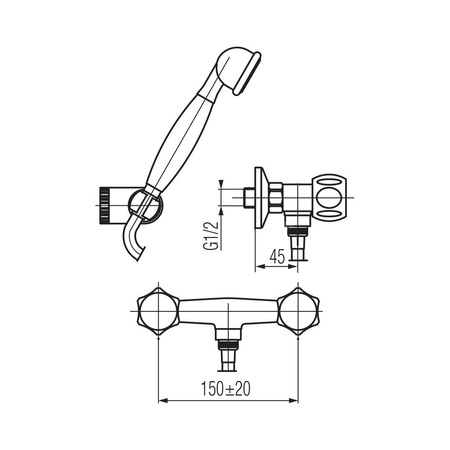 CLASS Bateria natryskowa ścienna z akcesoriami