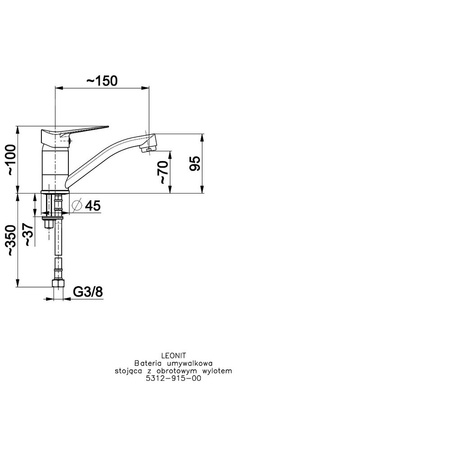 Bateria umywalkowa stojąca KFA Armatura LEONIT, chrom, obrotowa wylewka, montaż blat / otwór na baterię