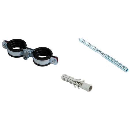 QIK Zestaw - Uchwyt classic podwójny fi 25-28mm 3/4" M8/M10 (śruba dwugwintowa M8x80, kołek nylonowy)