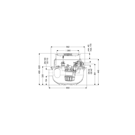 Przepompownia Aqualift S Compact Tronic GTF1200 resistantdo zabudowy z pokrywą czarną