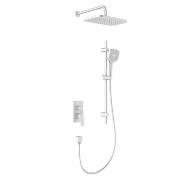 Zestaw natryskowy Malaga, podtynkowy z drążkiem przesuwnym, white