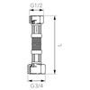 Wąż przyłączeniowy elastyczny FERRO z oplotem (stal), GW x GW, 1/2'' x 3/4'', długość 80 mm