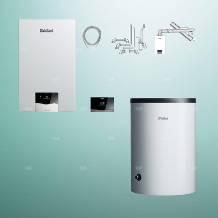 Pakiet - Kocioł gazowy jednofunkcyjny VAILLANT ecoTEC plus VC 25CS/1-5 kondensacyjny wiszący 2.8 - 26.4 kW+ Zestaw powietrzno-spalinowy + RegulatorsensoCOMFORT 720f + Zasobnik c.w.uVIH R 150/6 B