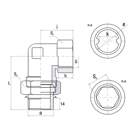 Śrubunek kątowy 90' RUMET mosiądz 1 1/4'' x 1 1/4'' (gw x gz)