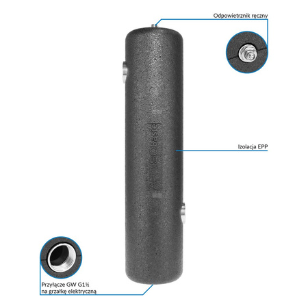 Dogrzewacz przepływowy BEH 460 bez grzałki elektrycznej, 2x GW G1 1/4'', 1x GW G1 1/2''