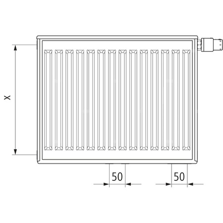Grzejnik płytowy typ 22 KERMI X2 Profil-Vplus, prawy, z osłonami wym. 500 x 2600 mm, kolor biały, moc 3747 W