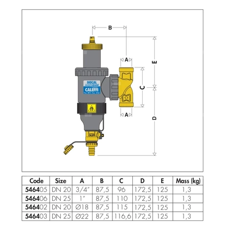 DISCALDIRTMAG - Separator powietrza-zanieczyszczeń. Korpus z technopolimeru 3/4"