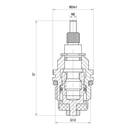 Głowica suwakowa do baterii dwuuchwytowej - dla nakrętki /wieloklin 15/