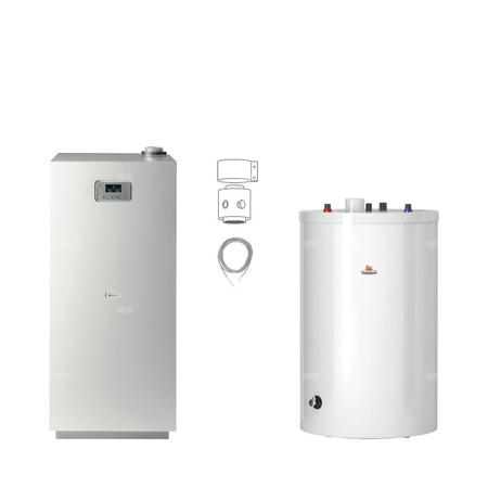 Pakiet-Kocioł gazowy jednofunkcyjny SAUNIER DUVAL Niedźwiedź Condens KKS18 kondensacyjny stojący 5.8 - 19.1kW + Czujnik c.w.u. NTC + Drugie przyłącze powrotu + Zasobnik c.w.u FE 150/6 BM