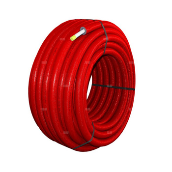 Rura wielowarstwowa QIK PE-RT II/AL/PE-RT II 20x2 kręgi 50m w izolacji 6mm kolor czerwony