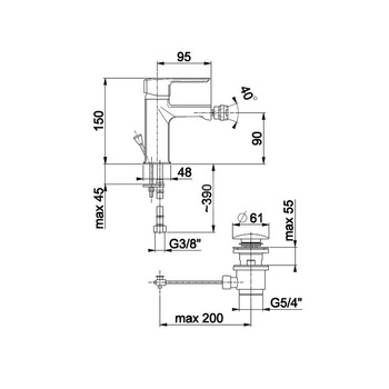 Bateria bidetowa KFA Armatura AQUAMARYN, kolor chrom