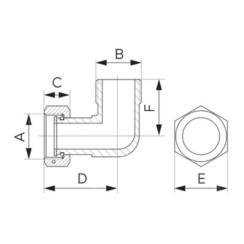 Półśrubunek kątowy z uszczelnieniem płaskim, nakrętno-wkrętny  1x1
