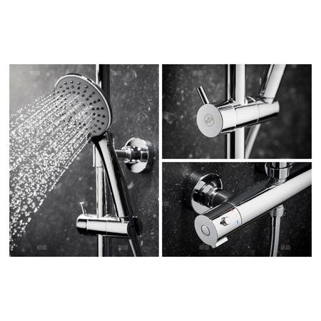 Zestaw natryskowy przesuwny KFA Armatura MOZA chrom, wąż 1500 mm, z deszczownicą