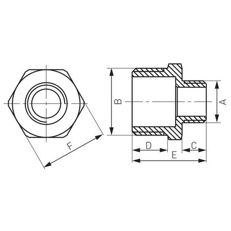 Nypel FERRO redukcja, mosiądz (żółty), 1/2'' x 1/4'' (GZ)
