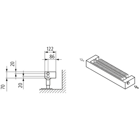 Konwektor Kermi Konvektor Typ22 BH70x122x3400mm QN1377, weiß, 6bar, m. Abd, AB 14