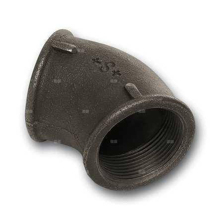 Kolano 45' SANHA 120#, żeliwo (czarny), 1/2'' (GW)