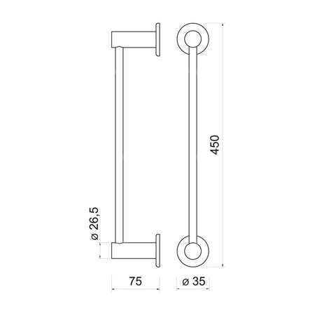 SMILE wieszak na ręcznik pojedynczy 45 cm, chrom
