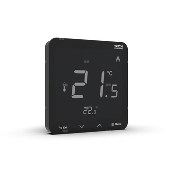 Bezprzewodowy regulator pokojowy zasilany 230V dopuszkowy czarny, model R-8pz PLUS