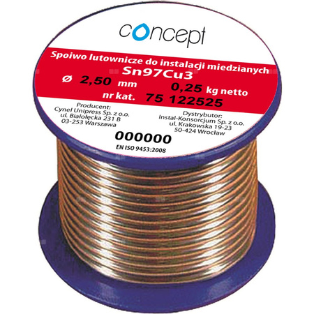 Drut lutowniczy (Sn97Cu3) Concept By CYNEL fi 2 mm, 250 g