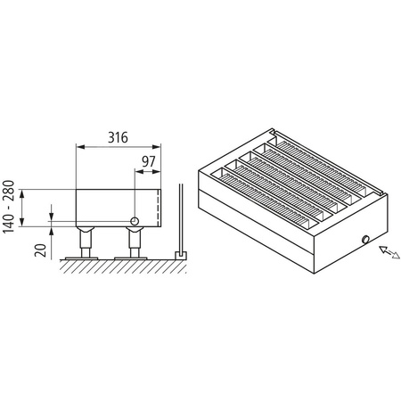 Konwektor Kermi Kon m. Str. Typ55 BH210x316x2400mm QN5693, weiß, 6bar, m. Abd., AB Uni.