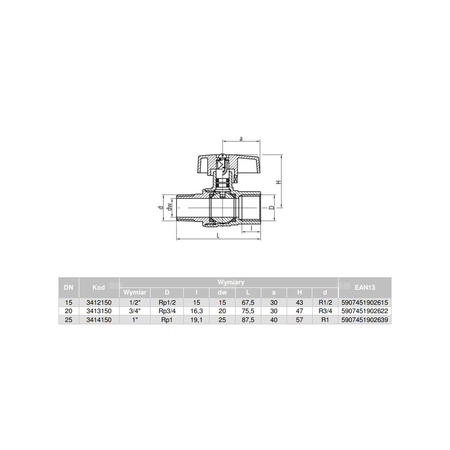 Kurek kulowy do gazu nikl z mot. alum. (MAI) ORION (wersja N-W) 1/2