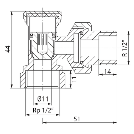 Zawór grzejnikowy odcinający kątowy 1/2"
