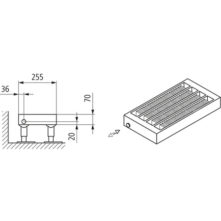 Konwektor Kermi Konvektor Typ54 BH280x255x3600mm QN8622, weiß, 6bar, m. Abd., AB Uni.