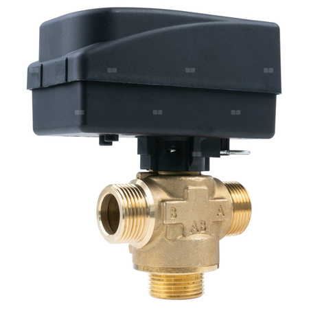 Zawór trójdrożny AFRISO AZV 643 mosiądz, średnica DN 20 gwinty zewnętrzne silnik elektryczny