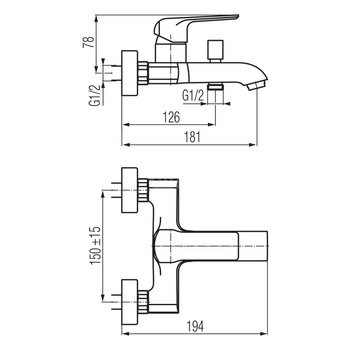 AURORA Bateria wannowa ścienna