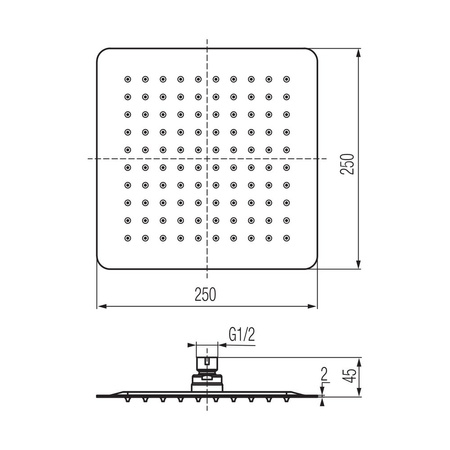 CARRE Głowica prysznicowa 200x200x2 mm chrom.