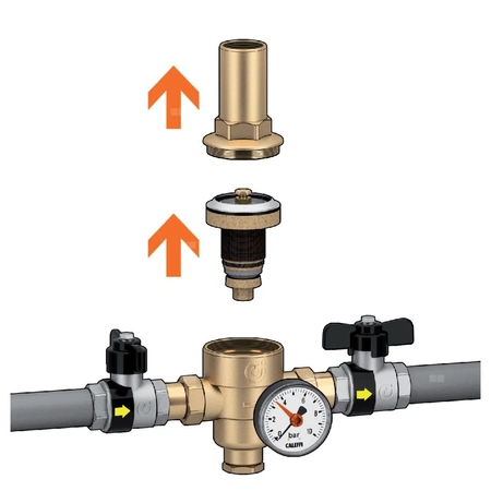 Regulator ciśnienia z wymiennym wkładem z możliwością przyłączenia manometru 1/4" gwint wewnętrzny 1"
