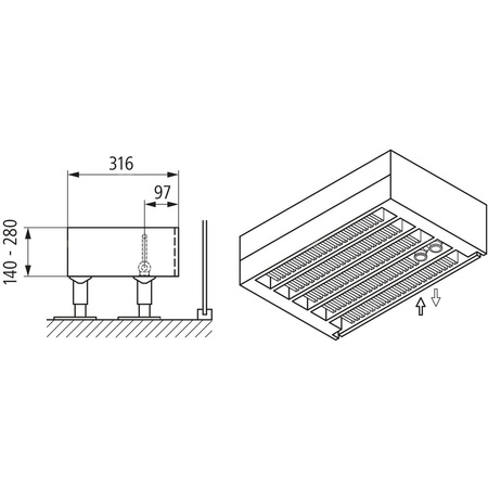 Konwektor Kermi Kon m. Str. Typ55 BH70x316x2600mm QN2852, weiß, 6bar, m. Abd, AB 12