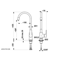 Bateria zlewozmywakowa stojąca KFA Armatura RUMBA, kolor chrom, szara, mosiądz