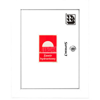 Dwa zawory hydrantowe typ ZH-52 wraz z obudową. Obudowa 520 wnękowa. Znak B, zamek OTS, kolor RAL 9003