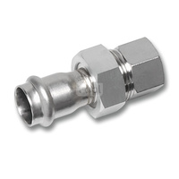 Śrubunek SANHA NiroSan Press z uszczelką trzyczęściowy, stal nierdzewna, 22 mm x 1'' (zw x GW)