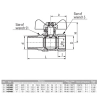 Zawór kulowy VALVEX Onyx mosiądz niklowany, PN40 3/4'' GZ x GW, uchwyt: motylek