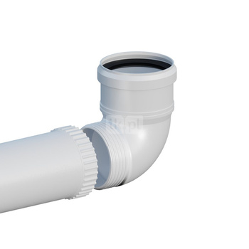 Kolano PP 87 st. skręcane DN80mm z przedłużeniem L500mm z uszczelką [EPDM]