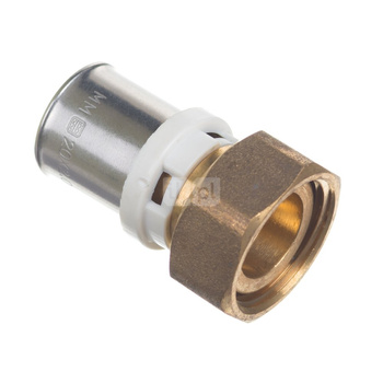 Półśrubunek prosty zaprasowywany QIK, mosiądz, 1 1/4'' x 32 mm (NZ x złącze zaprasowywane)