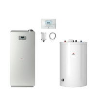 Pakiet-Kocioł gazowy jednofunkcyjny SAUNIER DUVAL Niedźwiedź Condens KKS25 kondensacyjny stojący 8.3 - 26.5kW + Czujnik temperatury zewnętrznej + Czujnik c.w.u. NTC + Regulator EXACONTROL E7C + Drugie przyłącze powrotu + Zasobnik c.w.u FE 150/6 BM