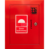 Zawór hydrantowy pożarowy typ ZH-52 wraz z obudową. Obudowa 400 wnękowa. Znak B, zamek OTS, kolor RAL 3000