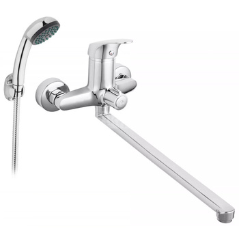 Bateria wannowo-umywalkowa ścienna FERRO FERRO ONE, chrom, z przyłączem natrysku, z zestawem natryskowym