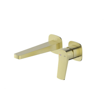 Bateria Malaga, umywalkowa, podtynkowa, ścienna, PVD brushed light gold