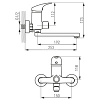Bateria umywalkowa ścienna FERRO FERRO ONE, chrom, z przyłączem natrysku