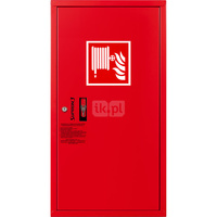 Hydrant DN 33 zawieszany boczny, wąż 30 m, ocynk fasada, zamek patent, RAL 3000 prawy