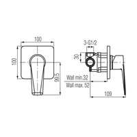 QUASAR Bateria natryskowa podtynkowa
